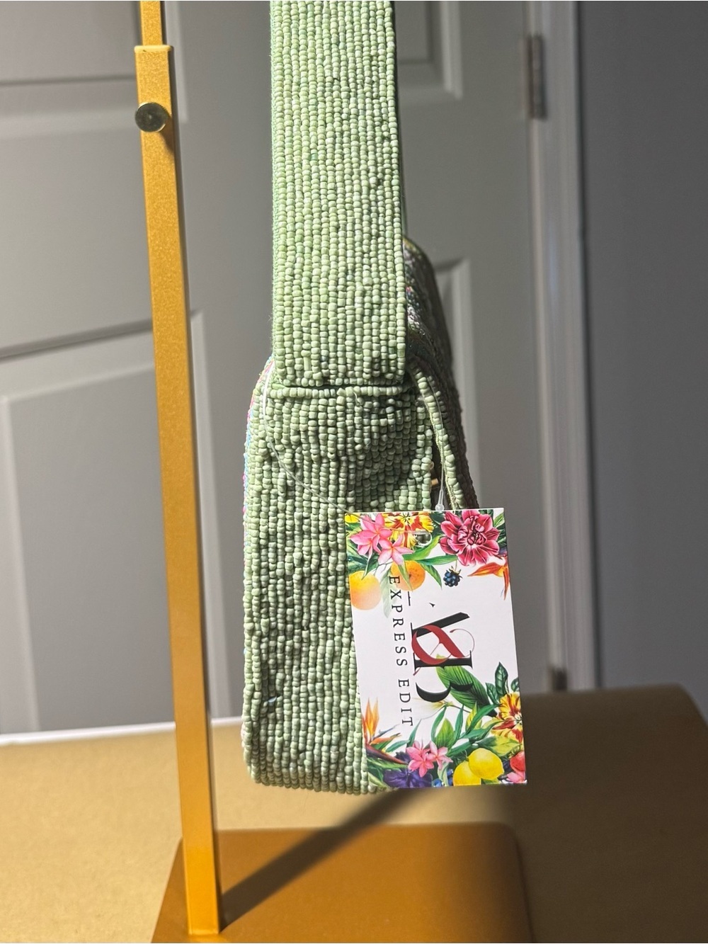 NWT Viral Butterfly Beaded Shoulder Bag Pastel Striped Garden Fairycore Y2K - Picture 2 of 5